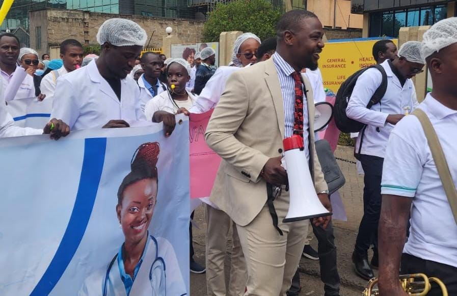 KMPDU SG Davji Attellah injured during protests in Nairobi.